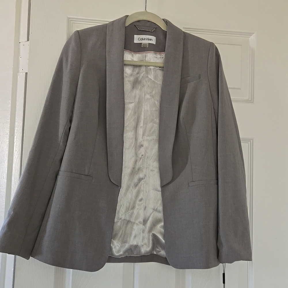 Calvin‎ Klein Women's Gray Suit Petite Blazer